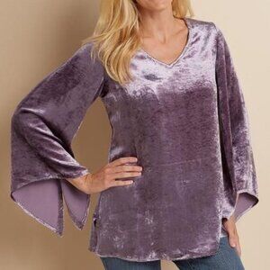Excellent Condition, SZ PM, Soft Surroundings Mireille Velvet Top, Moonscape